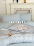 Load image into Gallery viewer, FANTASIA Collection Dream Planet [Berlin Blue Poetry] Blue Splicing Cotton Double Yarn Four-piece Cotton Sheet