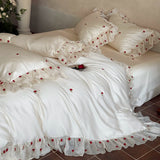 Load image into Gallery viewer, French Sweet Cream Wind Tencel Four-piece Rose Embroidered Quilt Cover Summer Cool Ice Silky Sheet Bedding
