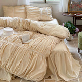 Load image into Gallery viewer, French princess pleated bubble sleeves quilt cover washed cotton bed skirt four-piece set pure cotton cotton girl bedding