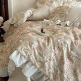 Load image into Gallery viewer, Lanxu Home Textiles French Romantic Long Staple Cotton Four-piece Set Lace Flower Embroidery Quilt Cover Pure Cotton Spring and Summer Girls Bedding