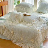 Load image into Gallery viewer, French princess style solid color lace thin quilt Tencel summer cool quilt four-piece summer air conditioner quilt machine washable