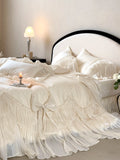 Load image into Gallery viewer, French premium cotton satin long-staple cotton four-piece set pure cotton retro princess windbed cover heavy industry court bedding