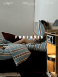 Load image into Gallery viewer, FANTASIA Collection Dream Planet [Belfast] Class A Blue Stripe Knitted Cotton Four-piece Cotton Sheet