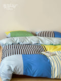 Load image into Gallery viewer, FANTASIA Collection Dream Planet [Blue Island Weekly] Retro Striped Cotton Bed Four-piece Cotton Quilt Cover