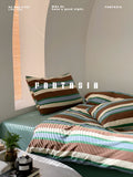 Load image into Gallery viewer, FANTASIA Collection Dream Planet Maillard Nordic American Stripe Class A Pure Cotton Cotton Knitted Cotton Four-piece Set