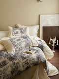 Load image into Gallery viewer, French retro cream wind cotton bed four-piece set cotton wrinkled lace double yarn soft bed sheet quilt cover 4