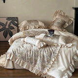 Load image into Gallery viewer, French retro 100S long-staple cotton bed sheet four-piece romantic rose print cotton lace quilt cover high-end bedding