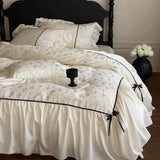 Load image into Gallery viewer, French Romantic Tencel Cotton Four-piece Princess Wind Jacquard Chiffon Lace Quilt Cover Silky Sleeping Naked Girl Heart Sheet