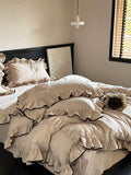 Load image into Gallery viewer, Autumn and winter French cotton polished four-piece romantic lotus leaf lace quilt cover thickened warm 1.8m bedding