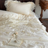 Load image into Gallery viewer, Lanxu Home Textiles French Lace Edge Summer Quilt Four-piece Summer Cool Ice Silky Quilt Tencel Bed Cover Bedding