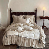 Load image into Gallery viewer, French Romantic Tencel Cotton Four-piece Princess Wind Jacquard Chiffon Lace Quilt Cover Silky Sleeping Naked Girl Heart Sheet