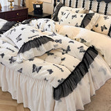 Load image into Gallery viewer, Winter carved thickened milk fleece four-piece set retro princess wind coral fleece double-sided fleece fleece quilt cover bed skirt