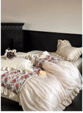 Load image into Gallery viewer, Serafina  French Romantic Jacquard Cotton Abraded Four-piece Cotton Pleated Lace Princess Quilt Cover Bedding