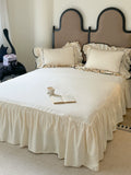 Load image into Gallery viewer, French cream lace bed skirt four-piece cotton high-end quilt cover bed sheet princess pure cotton bed quilt cover