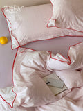 Load image into Gallery viewer, FANTASIA Collection Dream Planet [Moon Peach Branch] Pink Plaid Cotton Bed Four-piece Cotton Sheet