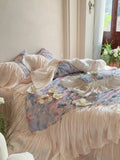 Load image into Gallery viewer, French retro flower pure cotton bed skirt four-piece cotton long-staple cotton quilt cover oil painting style high-end bedding