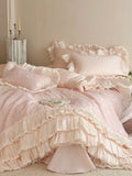 Load image into Gallery viewer, French romantic cotton long-staple cotton four-piece set three-dimensional butterfly lace quilt cover pure cotton girl heart bed products