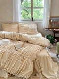 Load image into Gallery viewer, French princess pleated bubble sleeves quilt cover washed cotton bed skirt four-piece set pure cotton cotton girl bedding