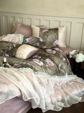 Load image into Gallery viewer, French romantic cotton polished bed four-piece set retro style autumn and winter digital printing chiffon lace quilt cover bed sheet