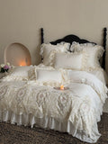 Load image into Gallery viewer, French heavy industry court cotton long-staple cotton four-piece set pure cotton romantic lace quilt cover girl high-end bedding