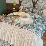 Load image into Gallery viewer, French retro 100 pure cotton four-piece cotton romantic princess wind lotus leaf lace quilt cover girl heart bed skirt 4