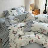 Load image into Gallery viewer, Vintage French princess style cotton sanded bed four-piece set butterfly flower lace quilt cover pure cotton sheets