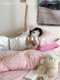 Load image into Gallery viewer, FANTASIA Collection Dream Planet [Berry Sweet Night] Pink Bow Knitted Cotton Four-piece Cotton Sheet