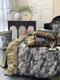 Load image into Gallery viewer, French retro cotton long-staple cotton four-piece set of pure cotton pleated lace quilt cover satin jacquard girl bedding