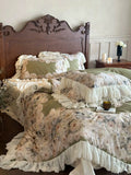 Load image into Gallery viewer, French romantic lace edge retro wind tencel cotton polished four-piece set flower print quilt cover bedding