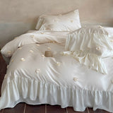 Load image into Gallery viewer, Lanxu Home Textiles French Girl Heart Tencel Four-piece Set Three-dimensional Flower Cool Silky Quilt Cover Summer Naked Bedding