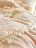 Load image into Gallery viewer, Winter thickened milk fleece four-piece princess wind double-sided plush coral fleece lace quilt cover padded bed cover