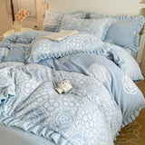 Load image into Gallery viewer, Winter Romantic Carved Milk Fleece Four-piece French Double-sided Fleece Thickened Quilt Cover Sheet Warm Fleece Bedding