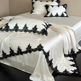 Load image into Gallery viewer, French light luxury Tencel summer cool quilt four-piece lace splicing summer quilt cool feeling silky princess style air conditioner quilt