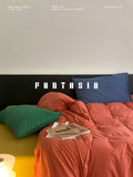 Load image into Gallery viewer, FANTASIA Collection Dream Planet [Sunrise Tequila] American Contrasting Color Knitted Cotton Four-piece Cotton Sheet