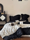 Load image into Gallery viewer, French black and white flower retro pure cotton long-staple cotton four-piece set high-grade cotton bedding quilt cover bed sheet