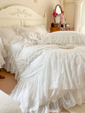 Load image into Gallery viewer, Ins fairy white 100 cotton bed four-piece set girl heart lace edge quilt cover Internet celebrity princess windbed skirt