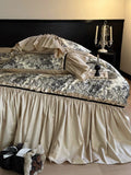 Load image into Gallery viewer, French Hepburn style retro printing cotton four-piece set, pure cotton long-staple cotton romantic lace quilt cover, high-end bed sheet