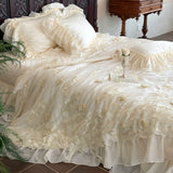Load image into Gallery viewer, Lanxu Home Textiles French Lace Edge Summer Quilt Four-piece Summer Cool Ice Silky Quilt Tencel Bed Cover Bedding