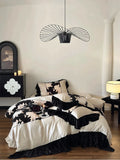 Load image into Gallery viewer, Retro French jacquard cotton polished four-piece set autumn and winter thickened pure cotton black gold printing quilt cover bedding