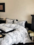 Load image into Gallery viewer, French black retro lotus leaf lace milk fleece four-piece winter warm carved quilt cover sheets thickened bedding