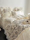 Load image into Gallery viewer, Romantic girl heart lace cotton bed four-piece French retro style quilt cover pure cotton bed sheet bed cover