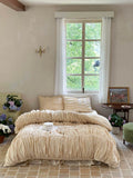 Load image into Gallery viewer, French princess pleated bubble sleeves quilt cover washed cotton bed skirt four-piece set pure cotton cotton girl bedding