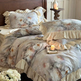 Load image into Gallery viewer, Autumn and winter retro princess style cotton polished four-piece set thickened warm romantic flower quilt cover pure cotton bedding