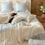 Load image into Gallery viewer, Southern French Love Letter – French Luxury Tencel Cotton Bedding Set with Bow Lace Trim
