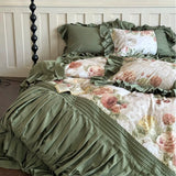 Load image into Gallery viewer, French retro style thickened tencel cotton polished four-piece set cotton thermal bed sheet princess lotus leaf edge quilt cover bedding
