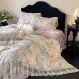 Load image into Gallery viewer, Romantic French princess wind long-staple cotton four-piece set lace lace quilt cover girl heart bed skirt bedding