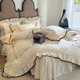 Load image into Gallery viewer, French cream lace bed skirt four-piece cotton high-end quilt cover bed sheet princess pure cotton bed quilt cover