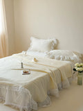 Load image into Gallery viewer, Summer Cool Silky Mat Xia Liang Quilt Four-piece Set Lace Bed Skirt Washable Naked Sleeping Air Conditioning Mat Three-piece Set