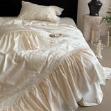 Load image into Gallery viewer, Lanxu Home Textiles French Romantic Tencel Cotton Four-piece Embossed Jacquard Lace Edge Quilt Cover Light Luxury Master Bedding