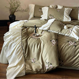 Load image into Gallery viewer, French light luxury cotton 100 long staple cotton four-piece set retro printing quilt cover bed sheet pure cotton satin lace bedding
